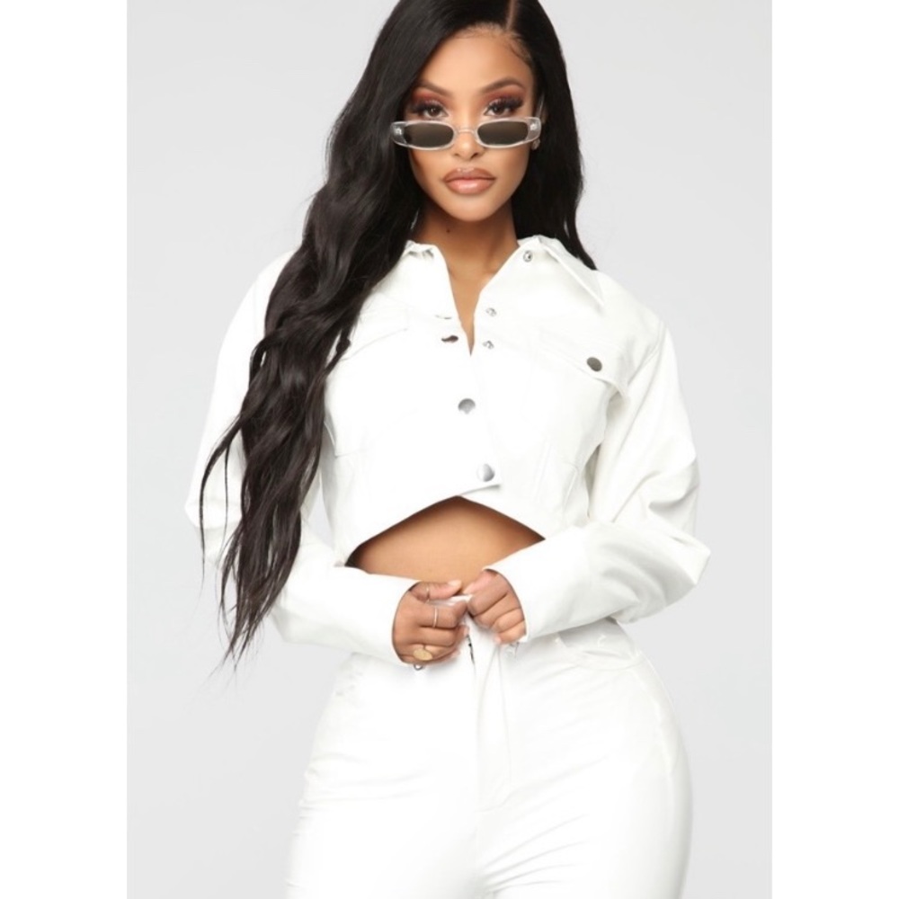 White faux leather jacket